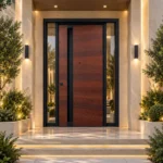 درب پیوت طرح مشکی و چوبی